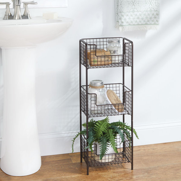 Mdesign Vertical Standing Bathroom Shelving Unit Tower With 3 Baskets
